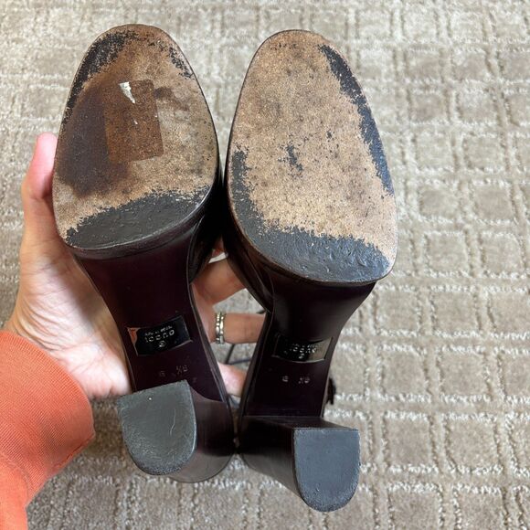 Gucci VTG 90s Mary Jane Platform Heels Womens 8.5B Brown Leather Ankle Strap Y2K - Picture 13 of 14